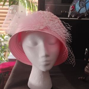 Elegant Pink Women's Hat with Netting
